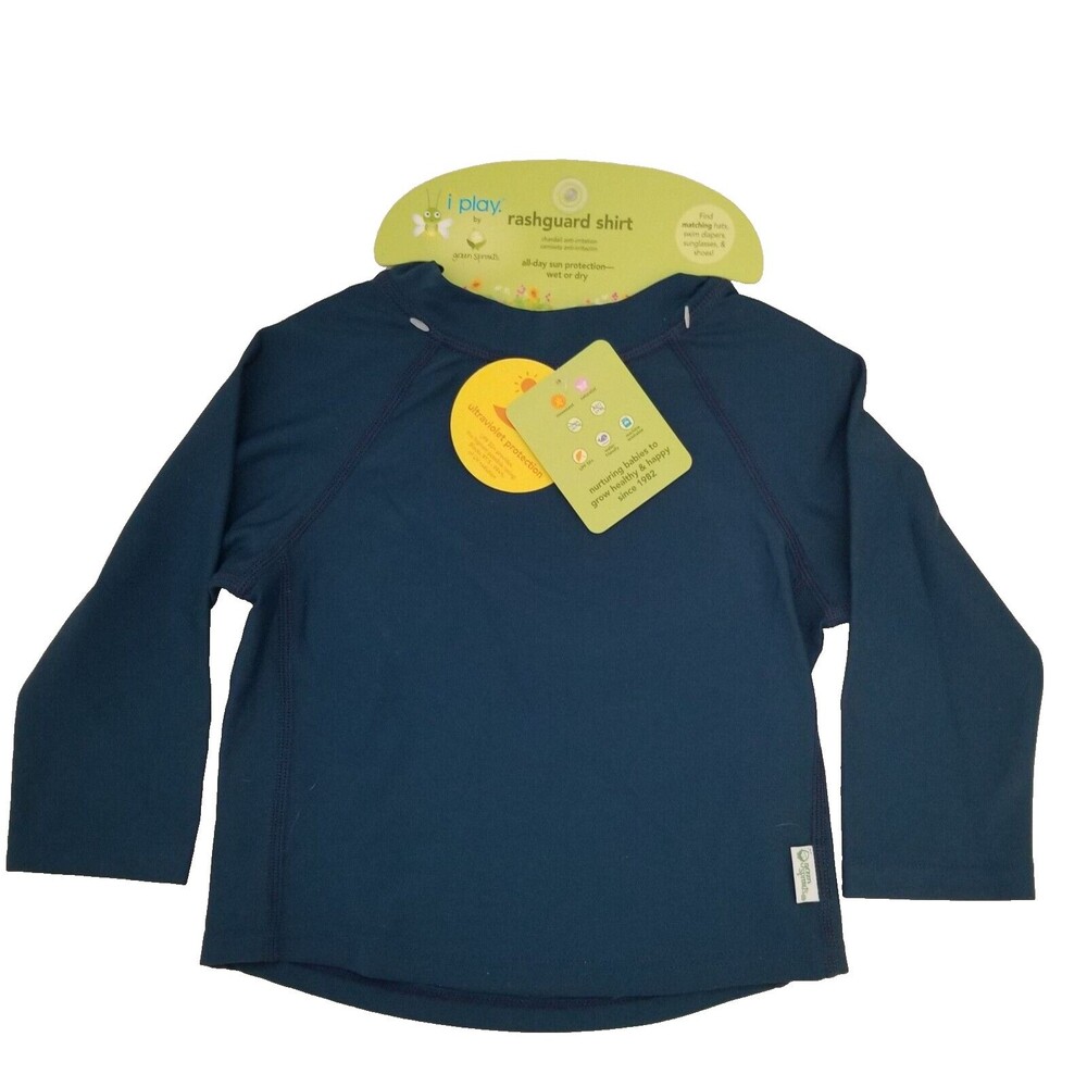 I Play by Green Sprouts Rashguard Shirt 18M Blue Long Sleeve Sun Protection New